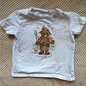 Ralph Lauren White Explorer Graphic Tee with bug catcher polo bear